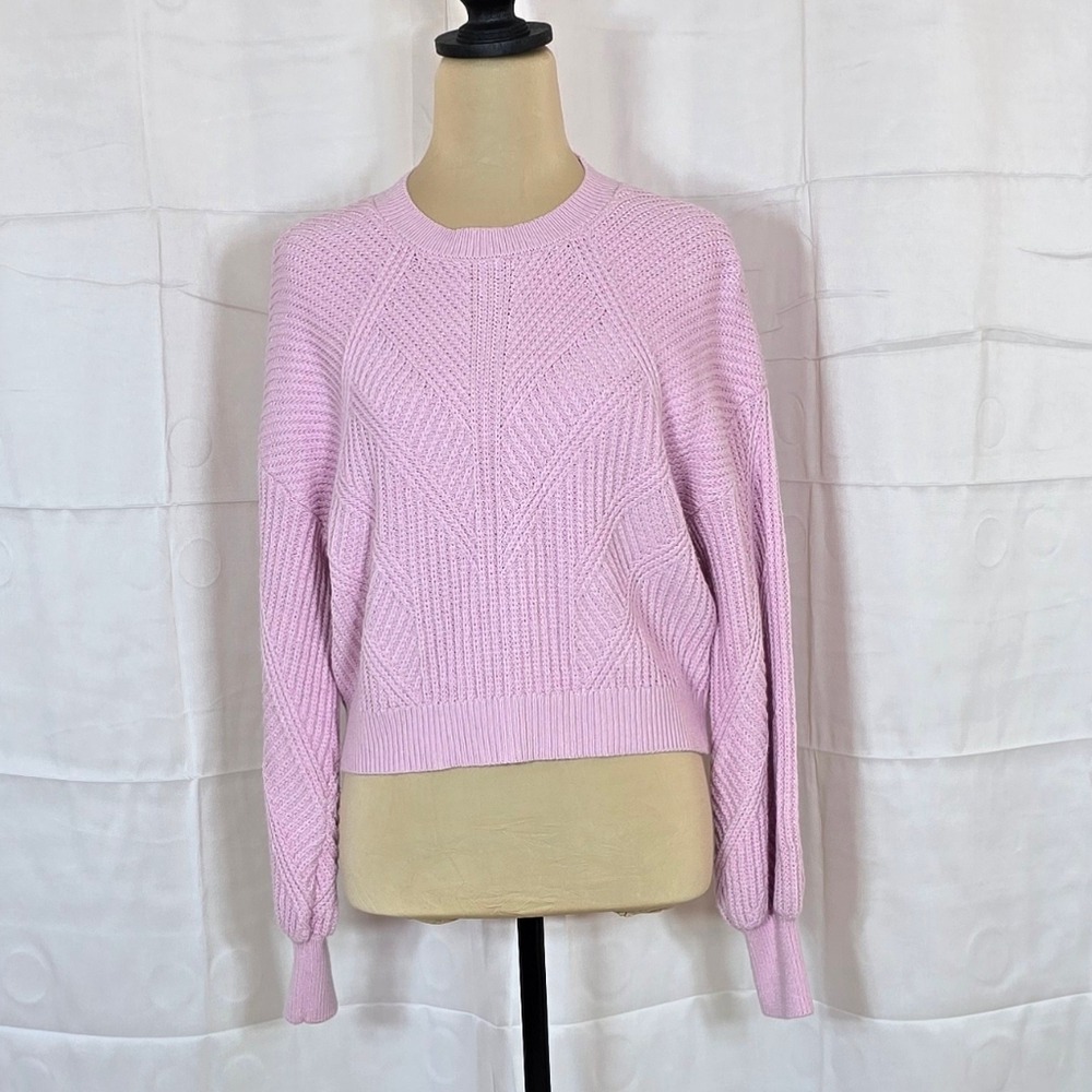 Express Womens XS Pink Textured Balloon Sleeve Cropped Sweater 400306